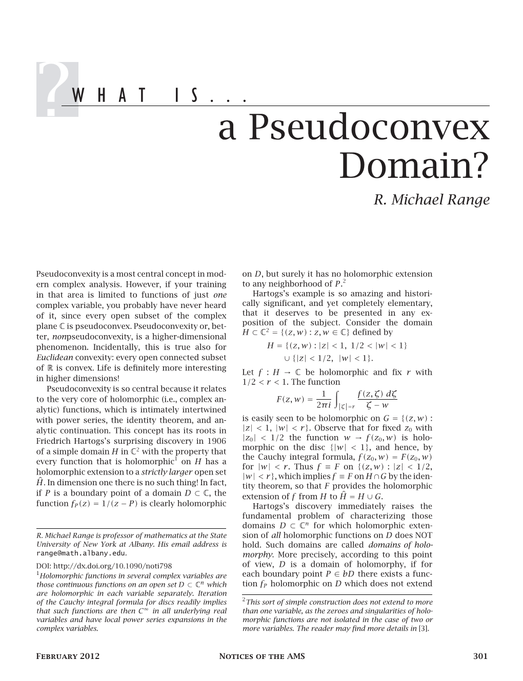 A Pseudoconvex Domain? R