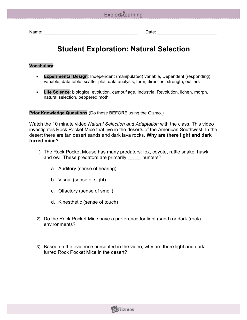 Student Exploration Sheet: Growing Plants s4