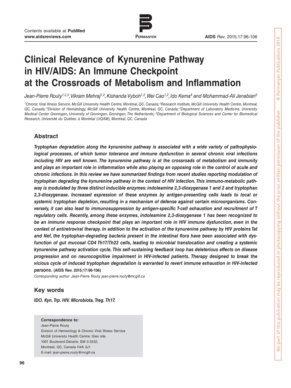 Clinical Relevance of Kynurenine Pathway in HIV/AIDS: an Immune