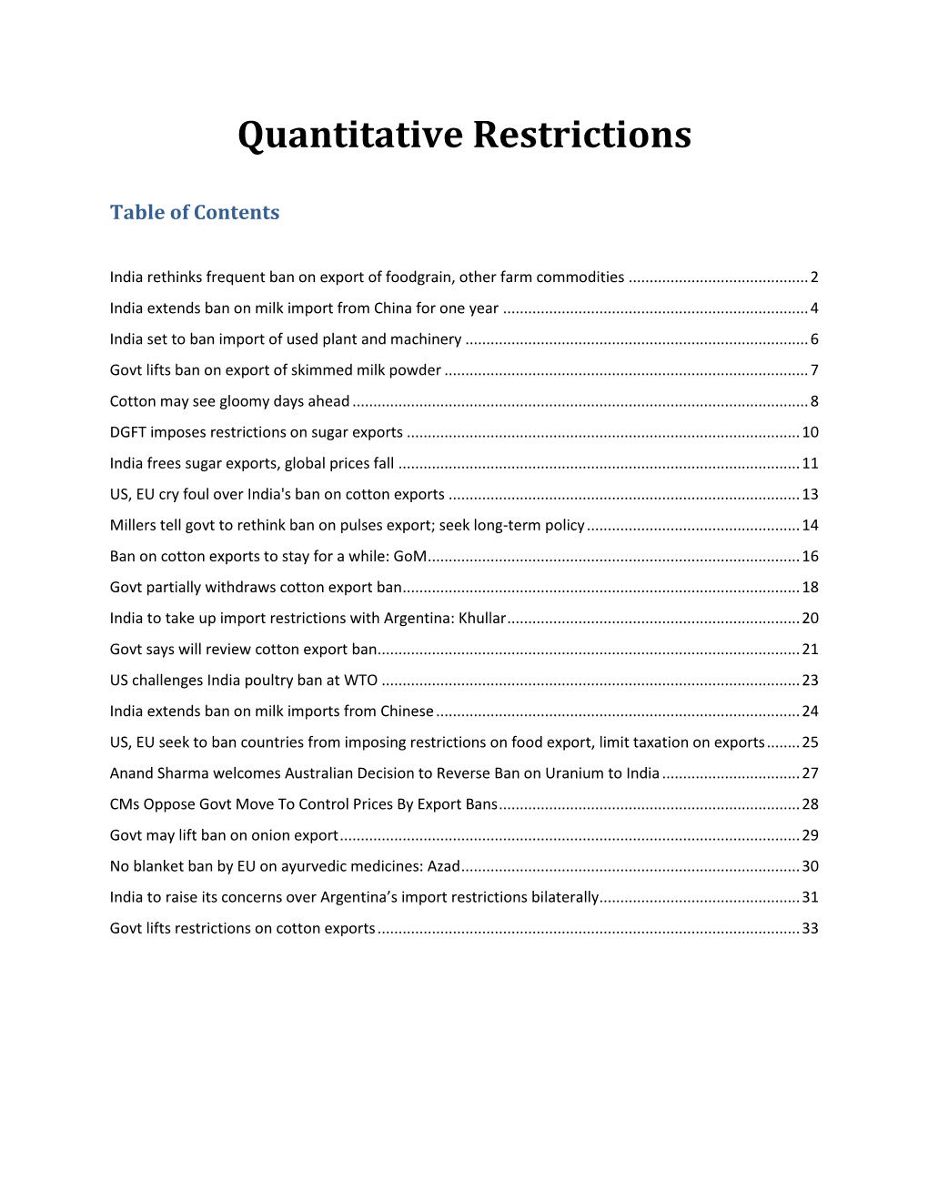 Quantitative Restrictions