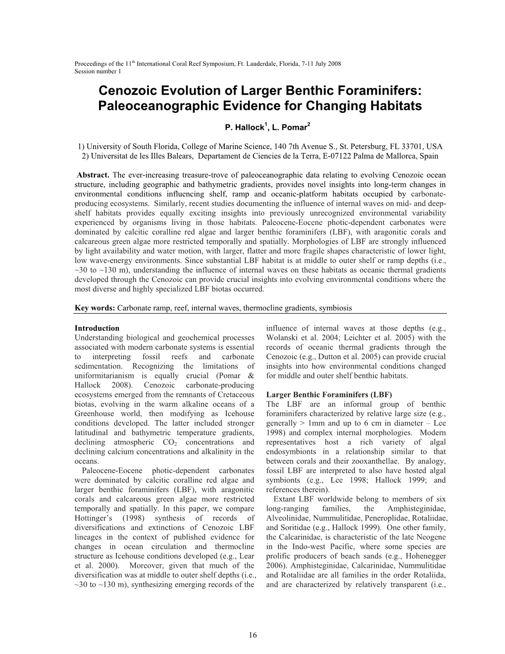 Cenozoic Evolution of Larger Benthic Foraminifers: Paleoceanographic Evidence for Changing Habitats