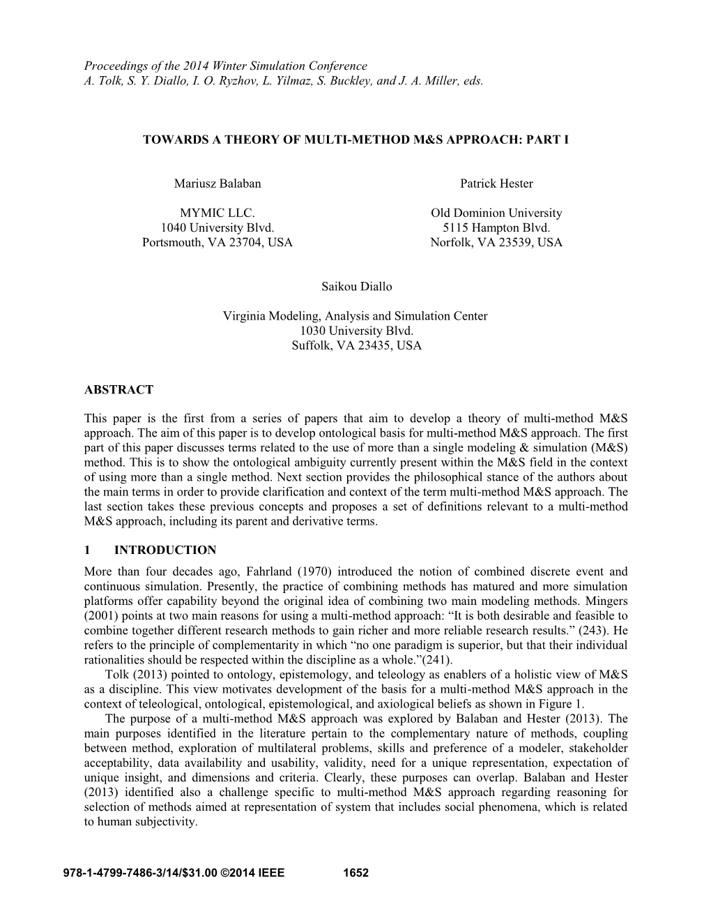 Towards a Theory of Multi-Method M&S Approach