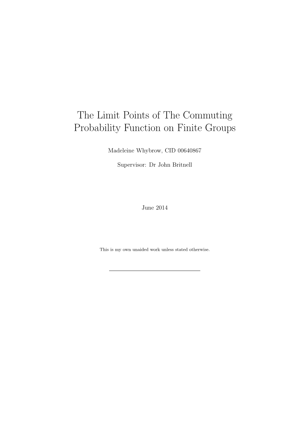 The Limit Points of the Commuting Probability Function on Finite Groups