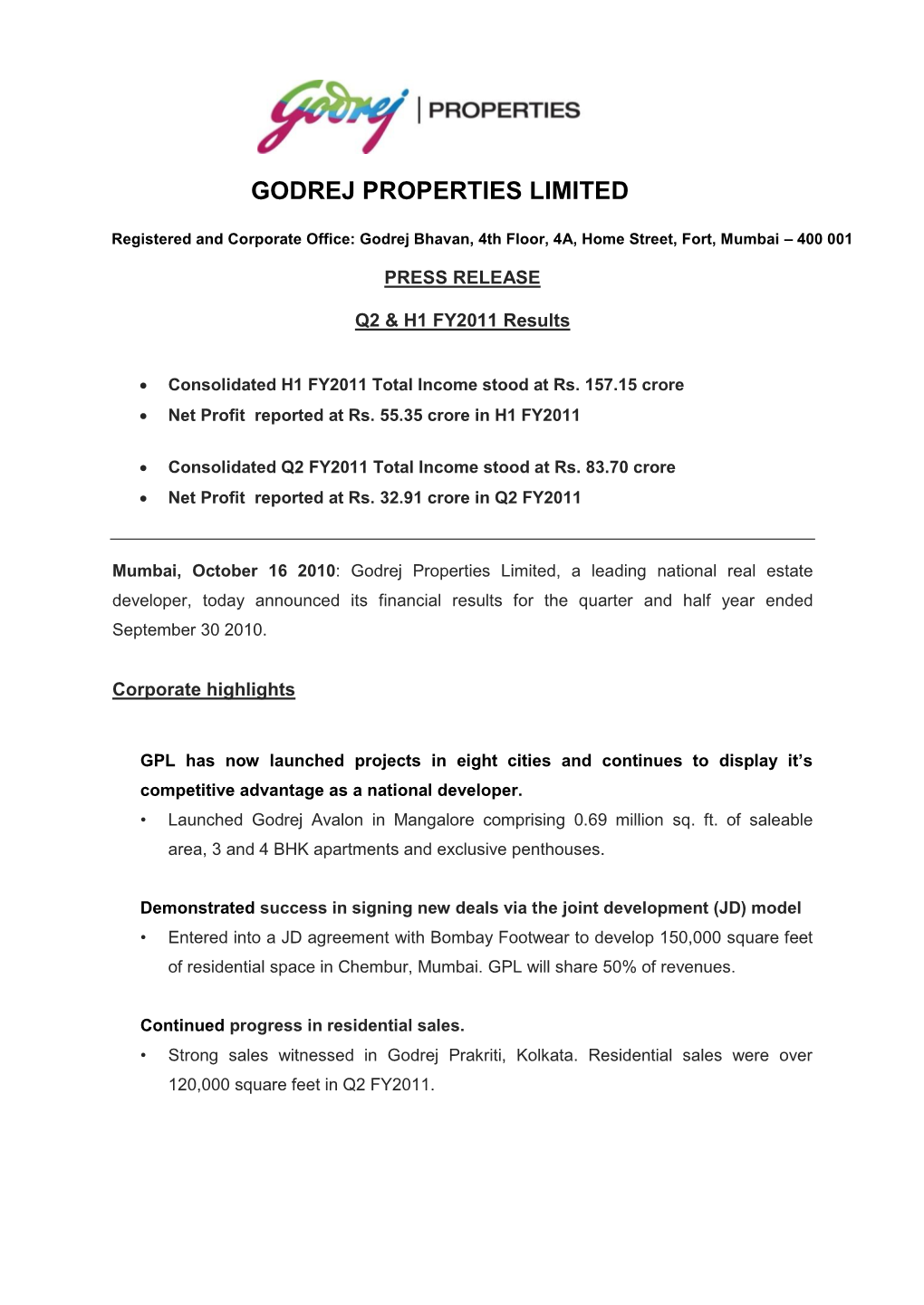 Godrej Properties Limited