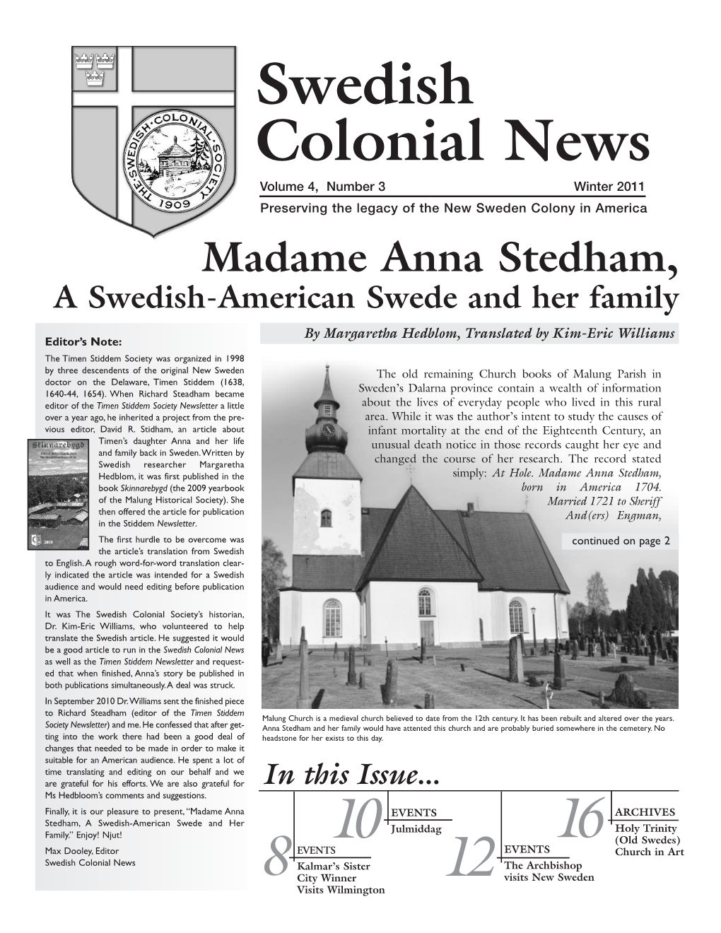 SCS News, Winter 2011, Volume 4, Number 3