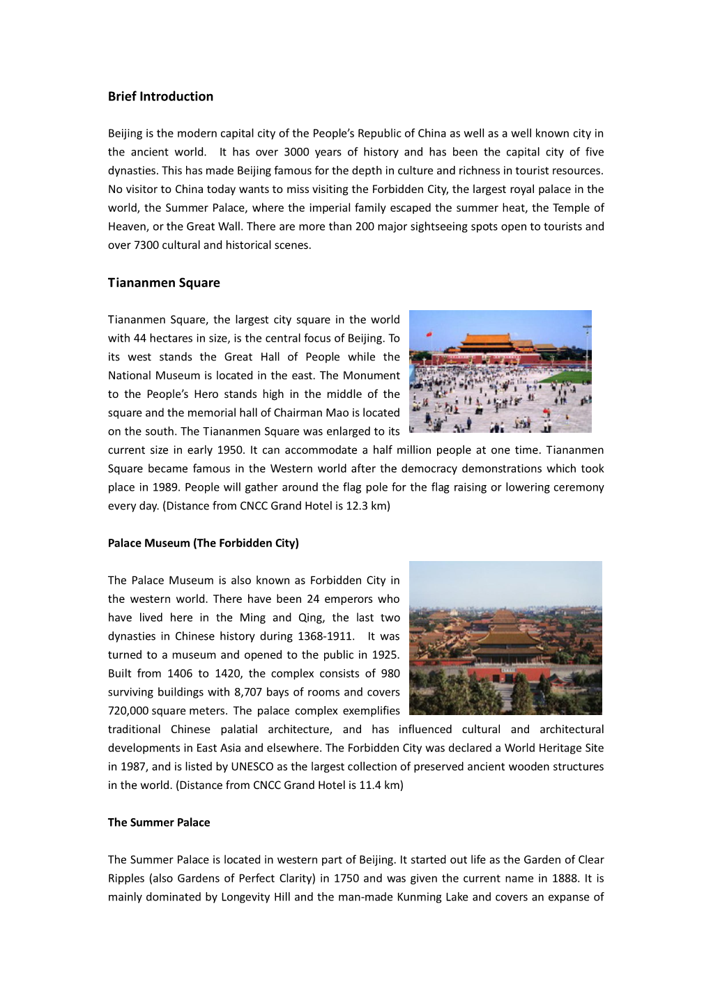 Beijing Is the Modern Capital City of the People’S Republic of China As Well As a Well Known City in the Ancient World