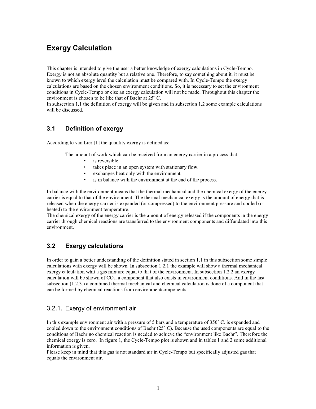 Exergy Calculation