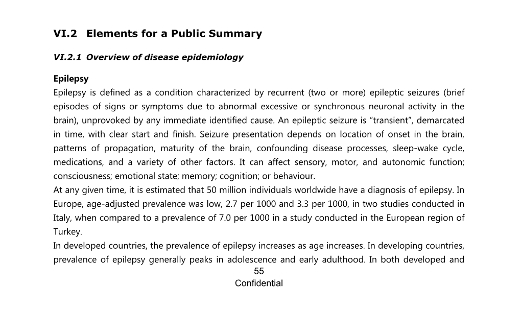 VI.2 Elements for a Public Summary