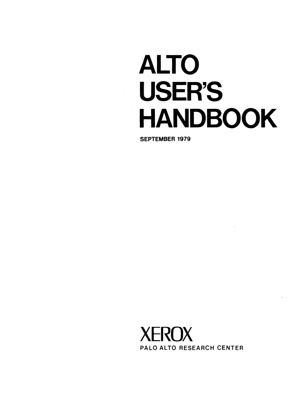 Alto User's Handbook September 1979