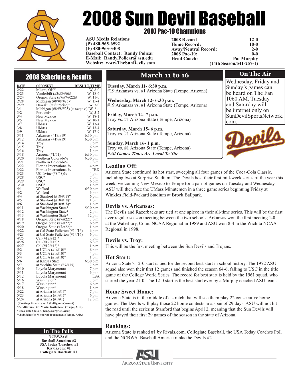 2008 Sun Devil Baseball