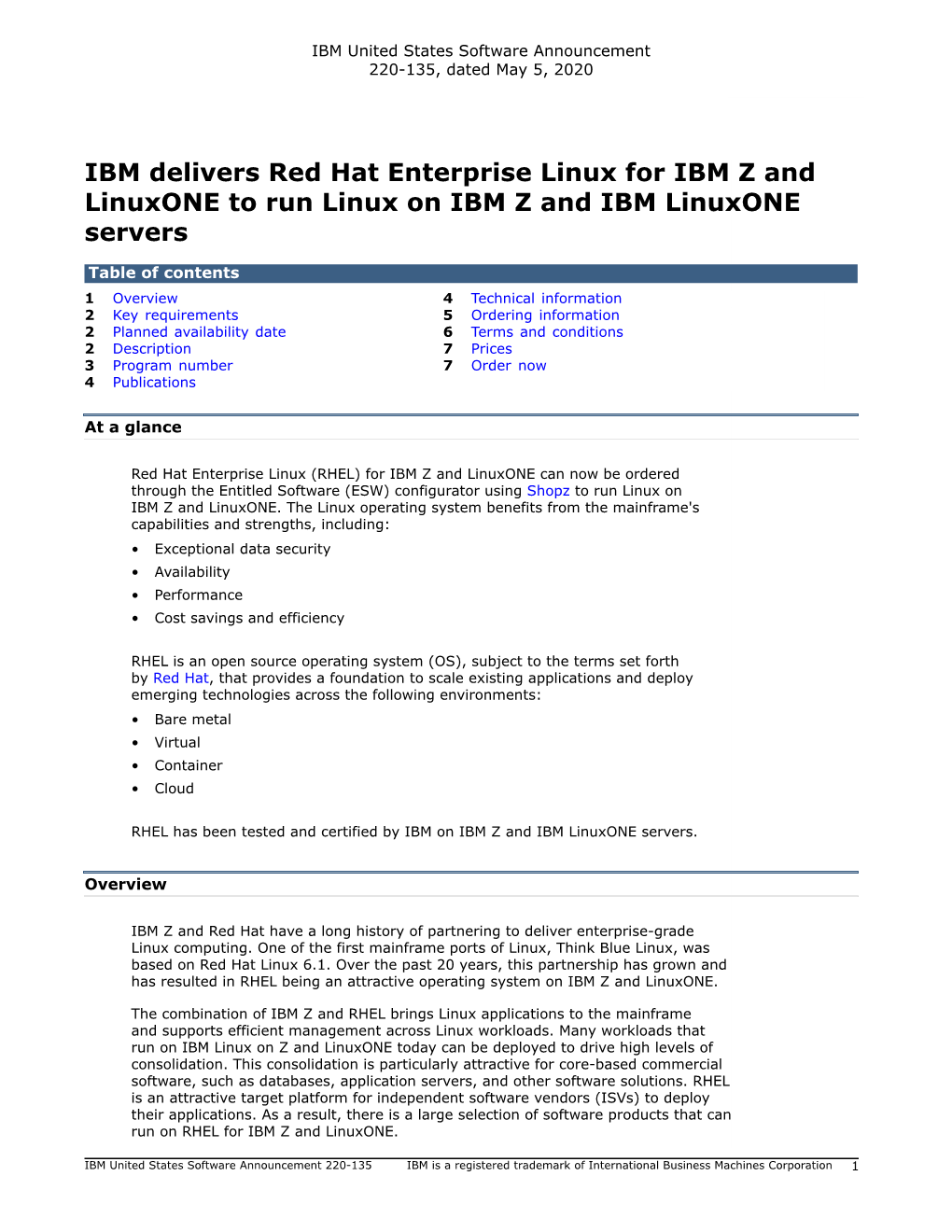 IBM Delivers Red Hat Enterprise Linux for IBM Z and Linuxone to Run Linux on IBM Z and IBM Linuxone Servers