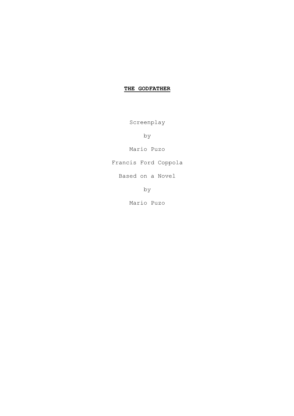 The Godfather (1972) Screenplay by Francis Ford Coppola