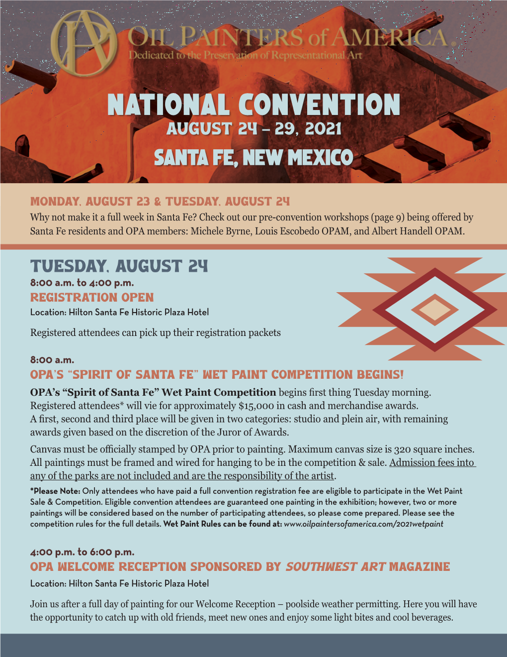 National Convention August 24 – 29, 2021 Santa Fe, New Mexico