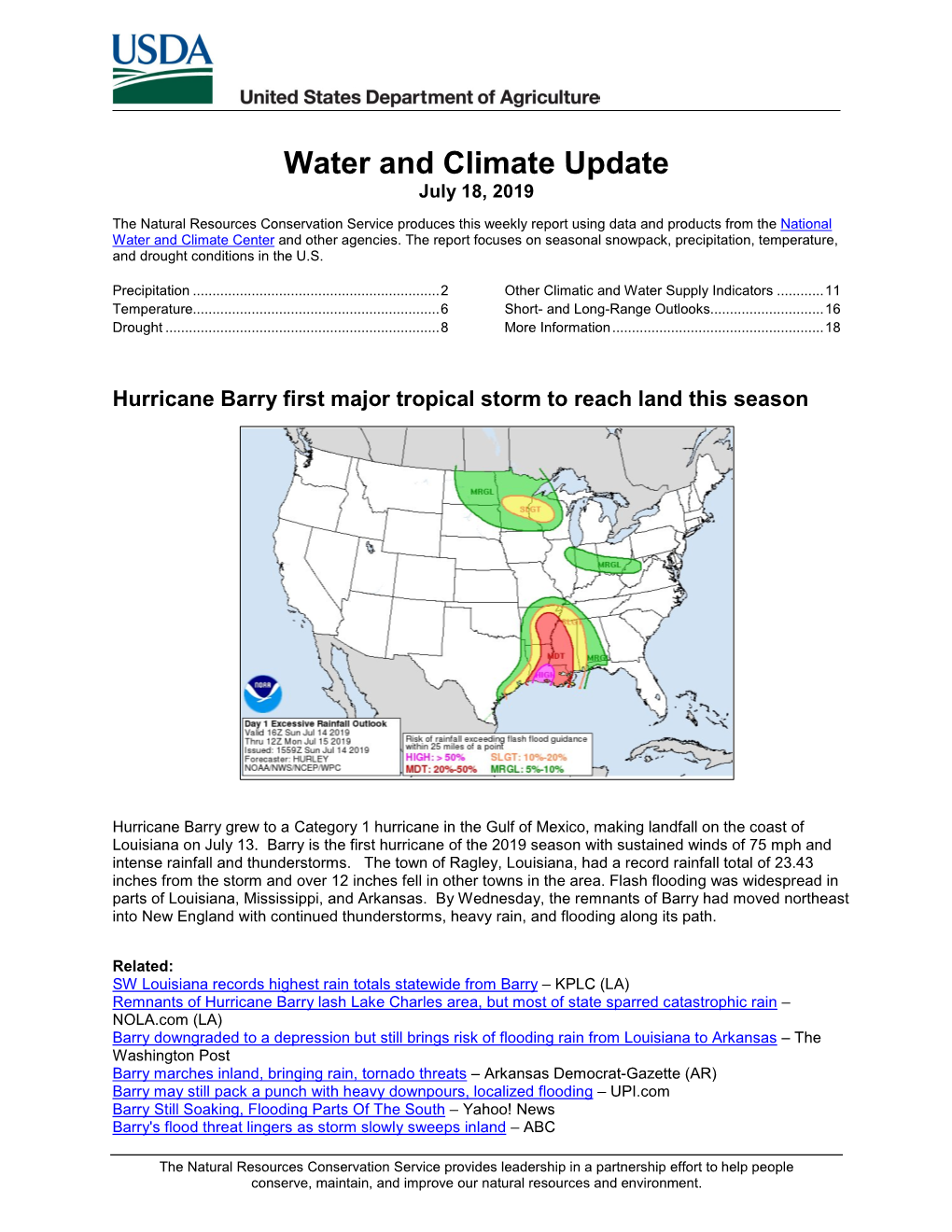 Water & Climate Update