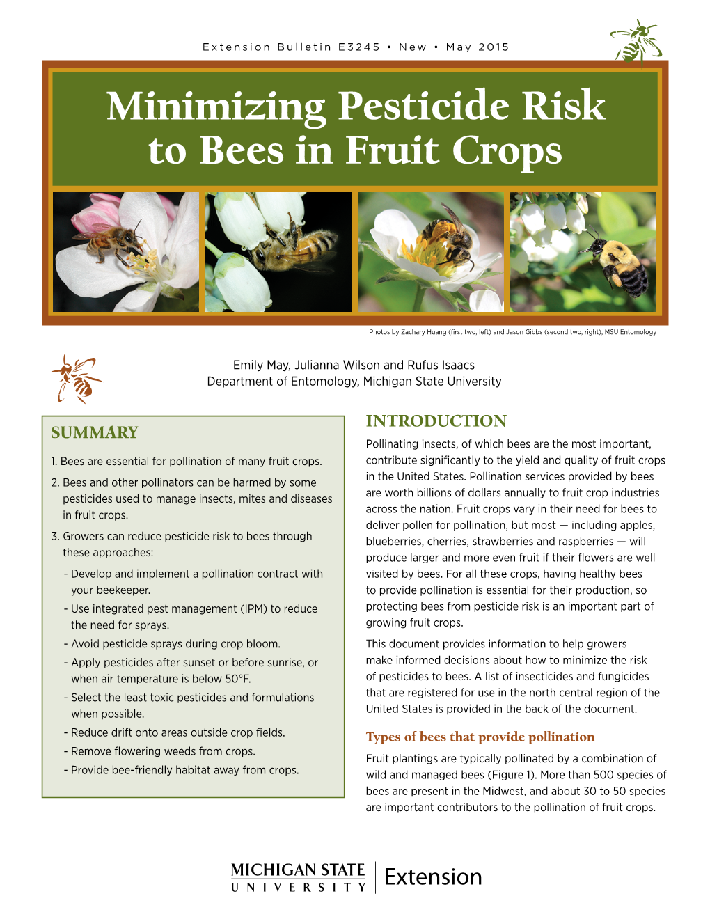 Minimizing Pesticide Risk to Bees in Fruit Crops