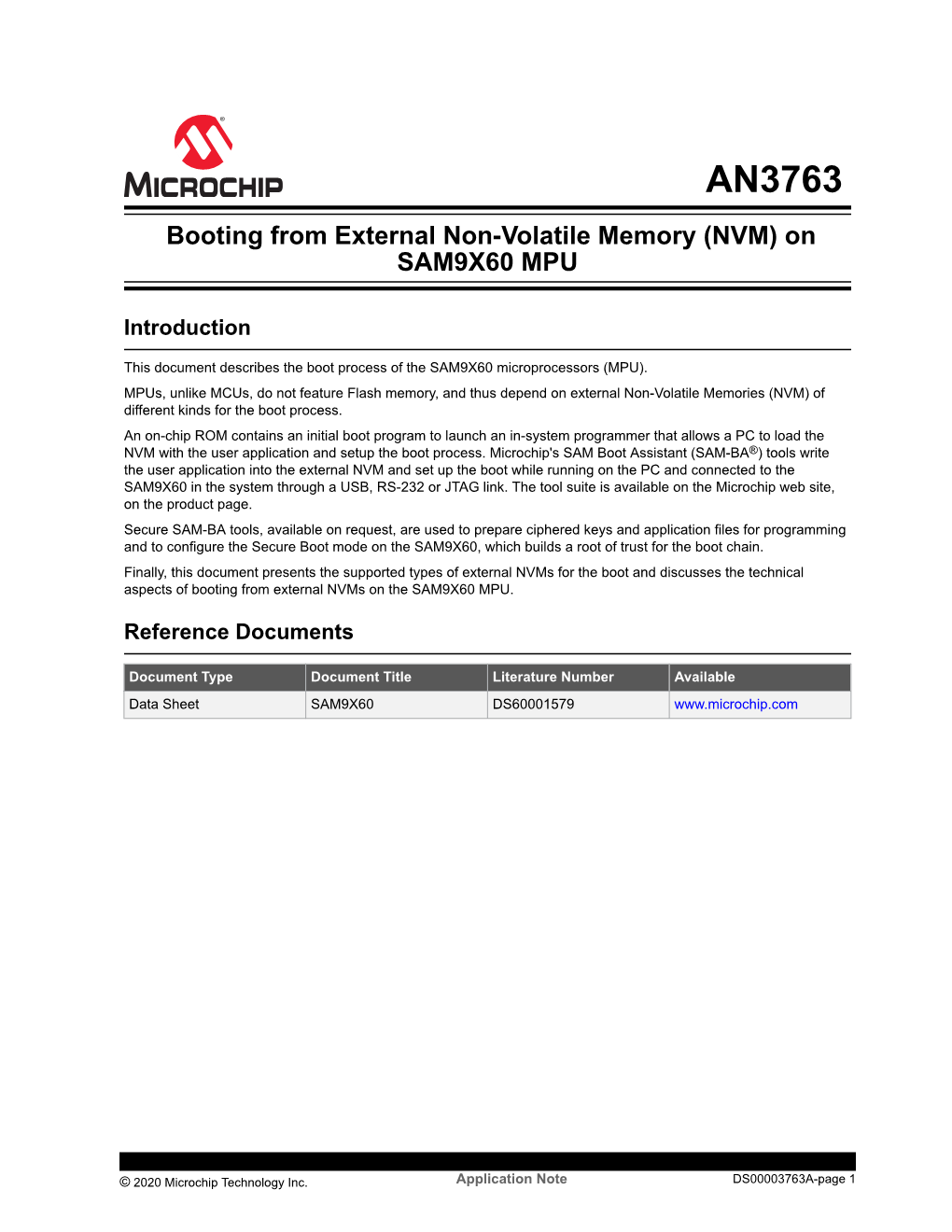 Booting from External Non-Volatile Memory (NVM) on SAM9X60 MPU