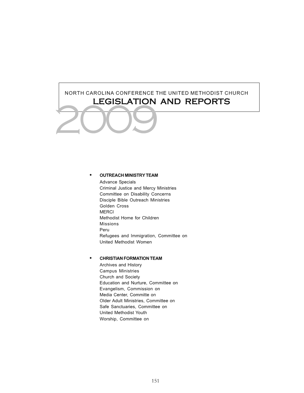 Legislation and Reports 2009Legislation and Reports