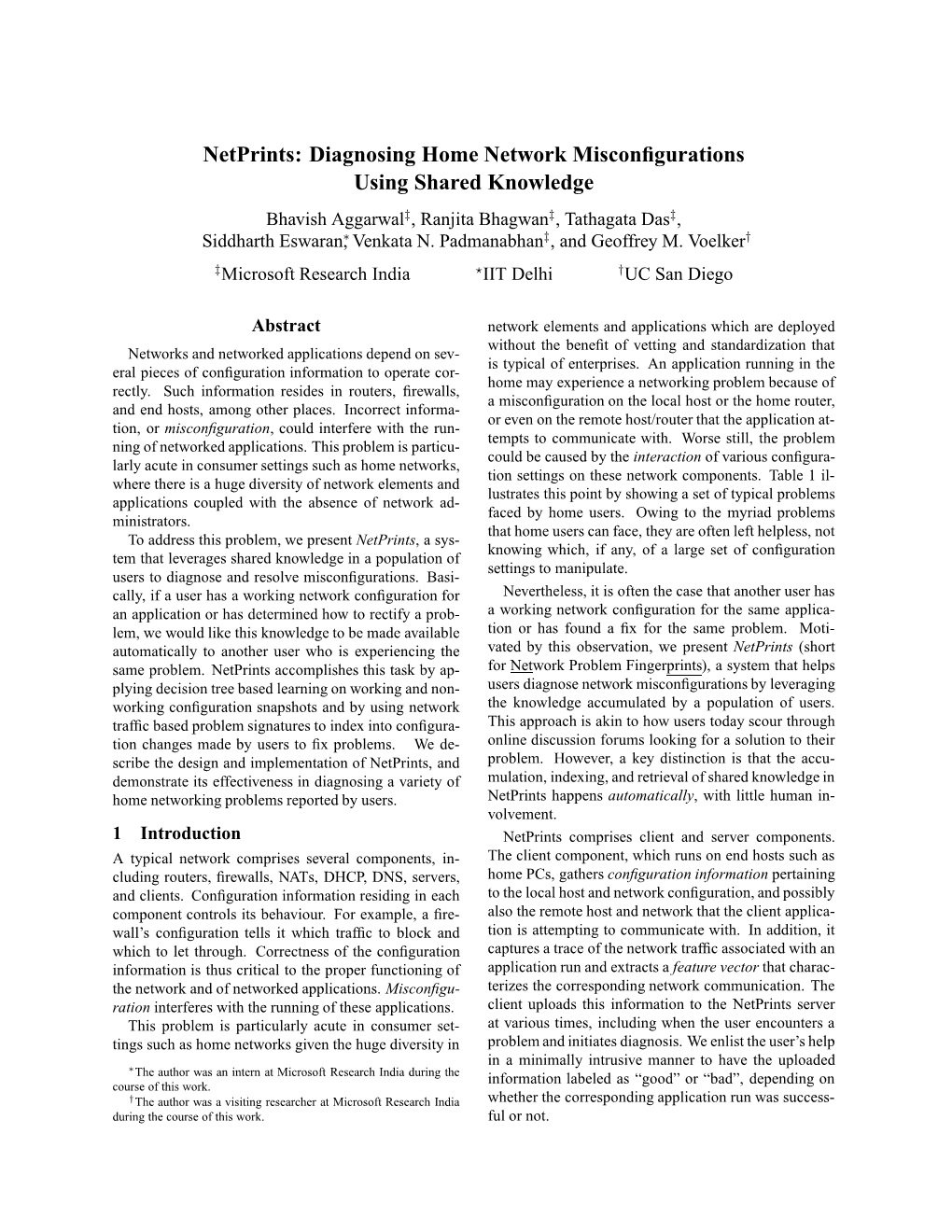 Netprints: Diagnosing Home Network Misconfigurations Using Shared