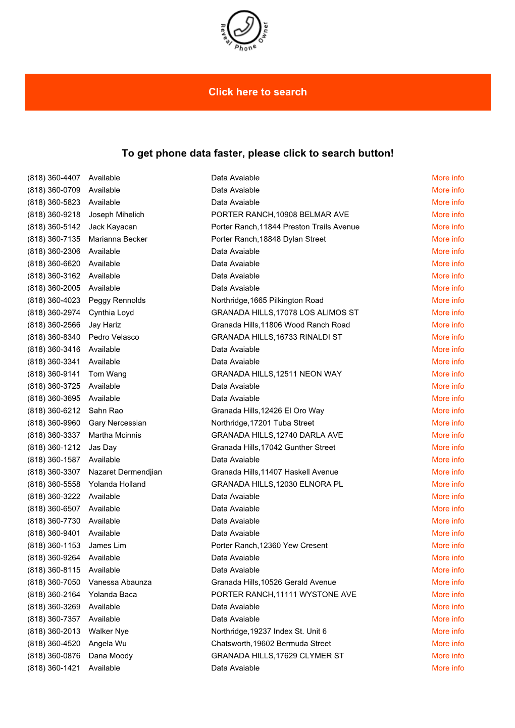 Click Here to Search to Get Phone Data Faster, Please Click to Search