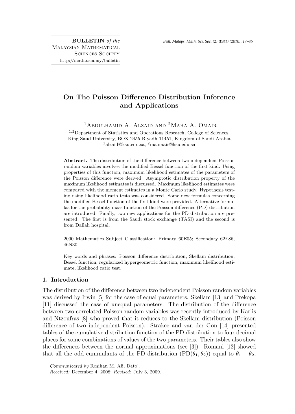 On the Poisson Difference Distribution Inference and Applications 19