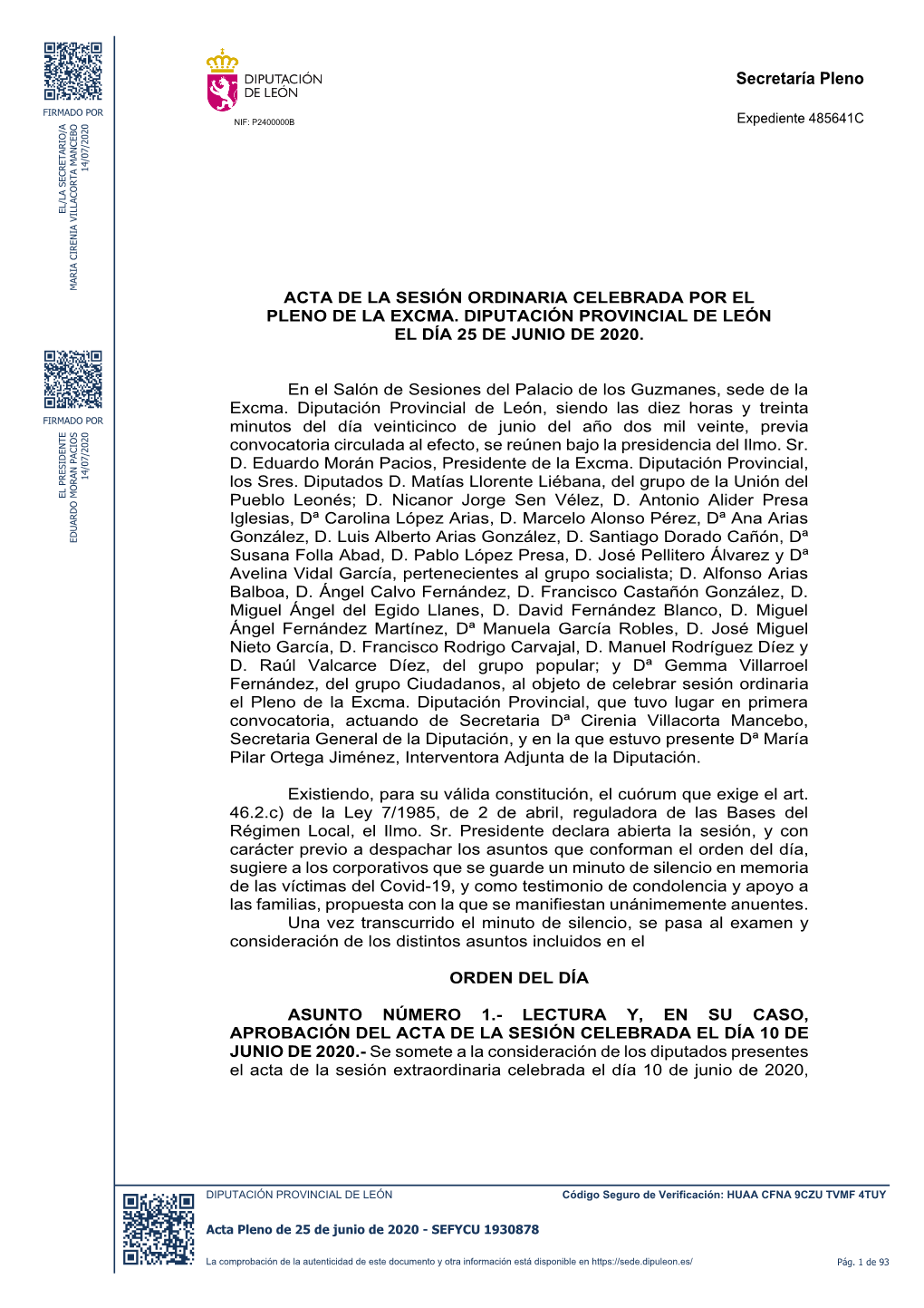 Acta Pleno De 25 De Junio De 2020 - SEFYCU 1930878