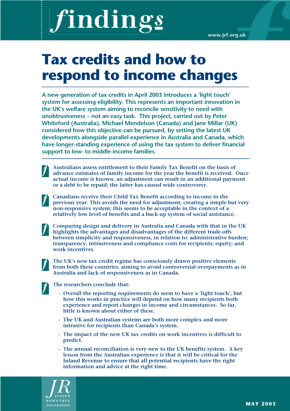 Tax Credits and How to Respond to Income Changes