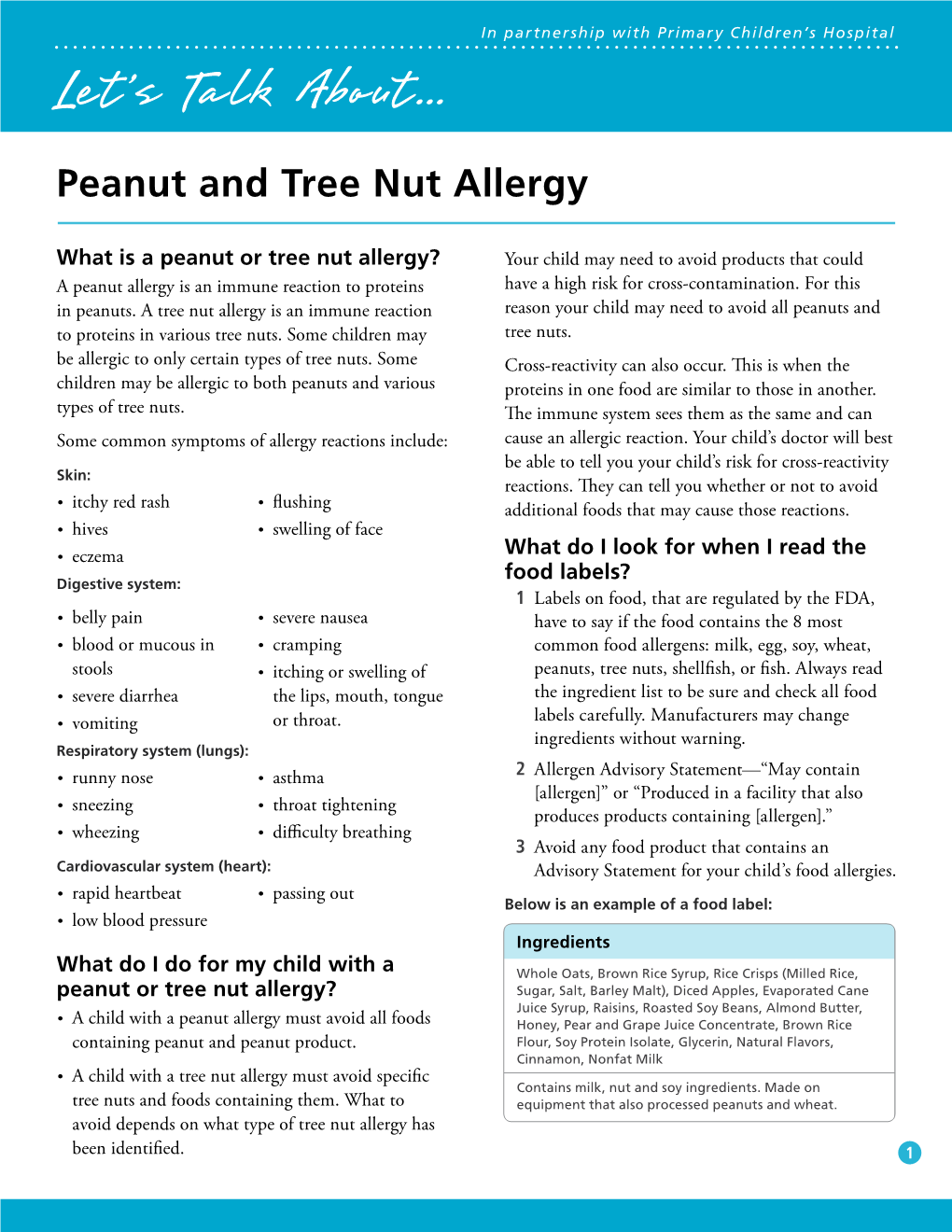 Peanut and Tree Nut Allergy