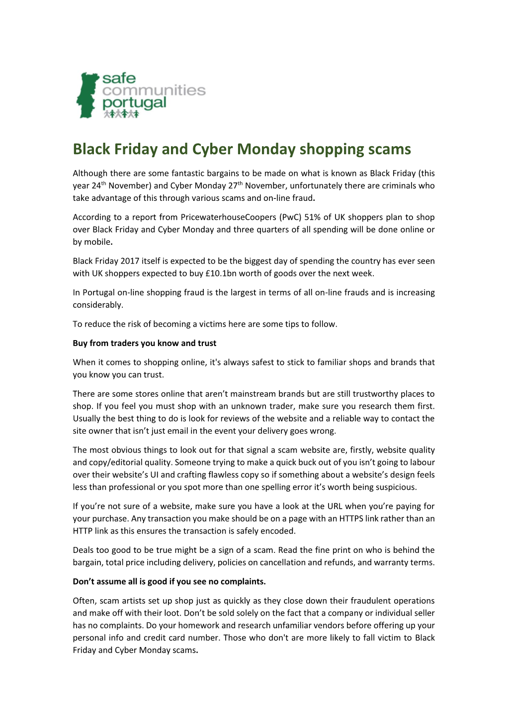 Black Friday and Cyber Monday Shopping Scams