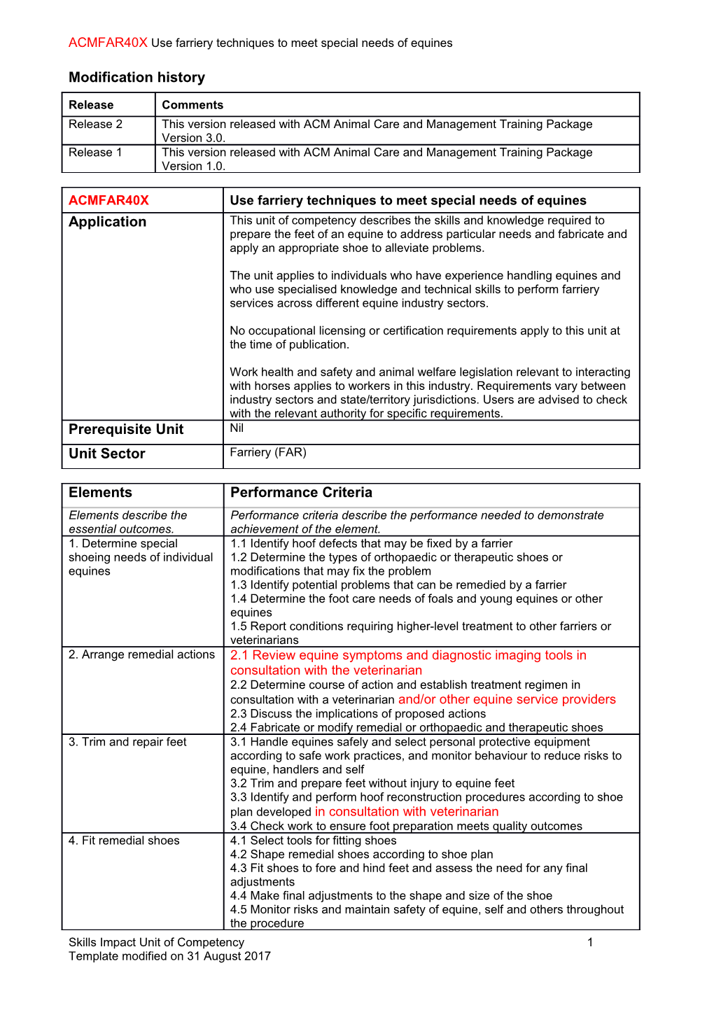 Skills Impact Unit of Competency Template s8