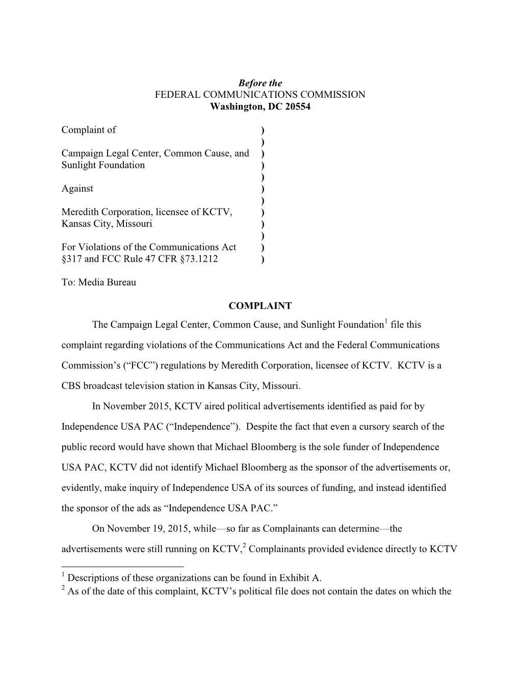 KCTV, ) Kansas City, Missouri ) ) for Violations of the Communications Act ) §317 and FCC Rule 47 CFR §73.1212 )