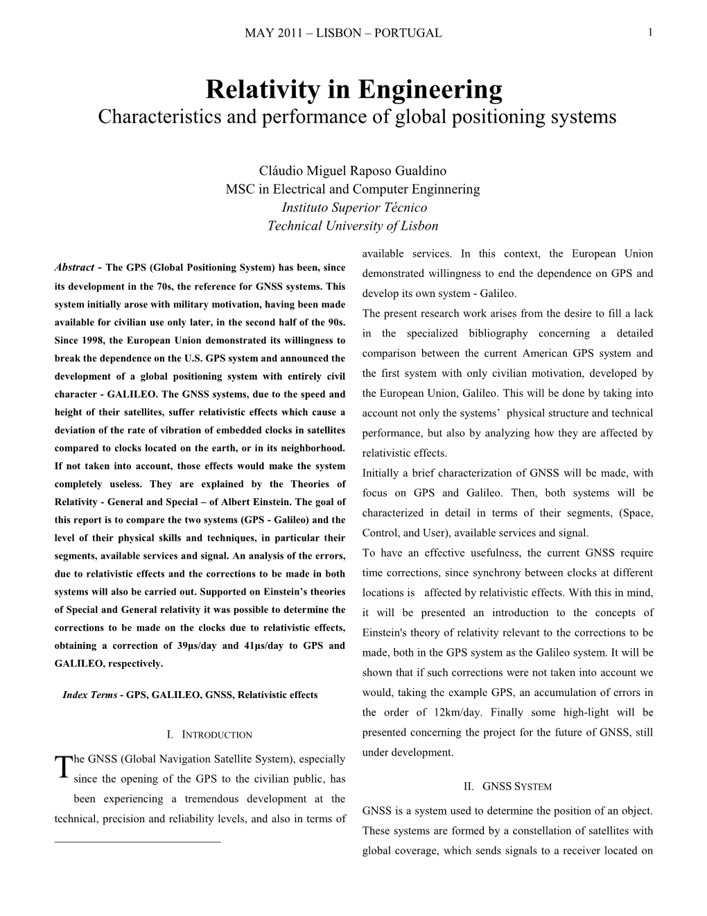 Relativity in Engineering Characteristics and Performance of Global Positioning Systems