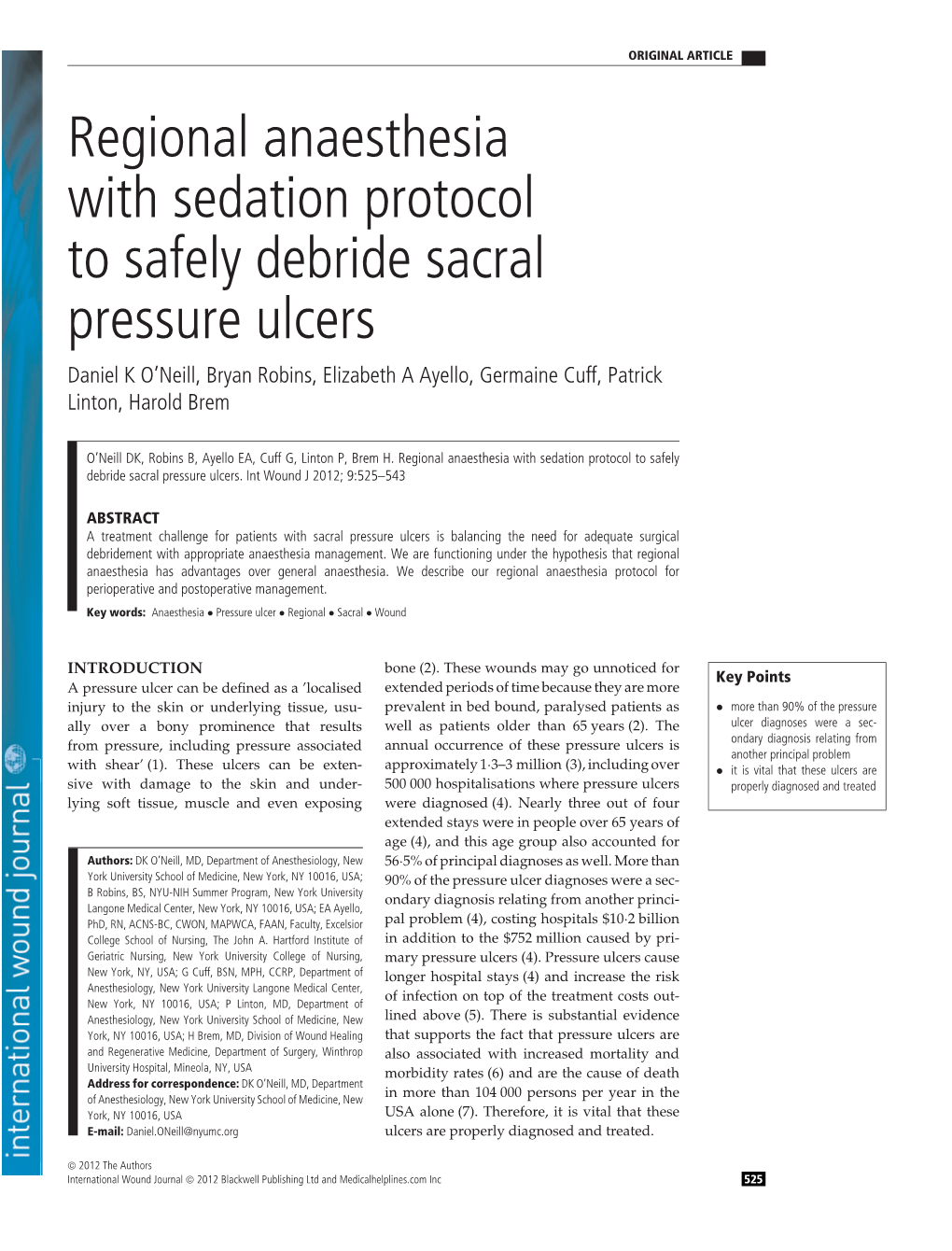 Regional Anaesthesia with Sedation Protocol to Safely Debride Sacral