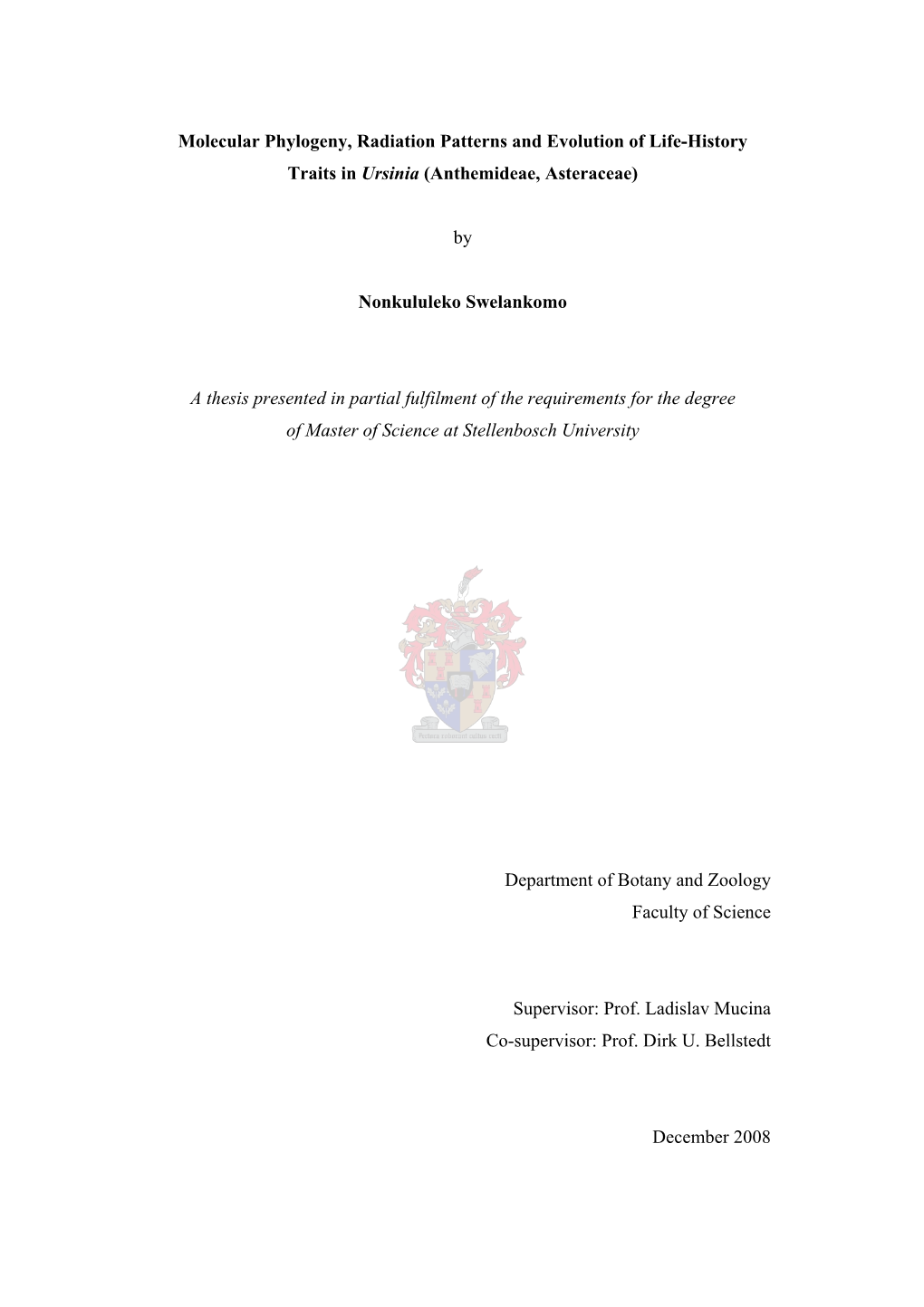 Molecular Phylogeny, Radiation Patterns and Evolution of Life-History Traits in Ursinia (Anthemideae, Asteraceae)