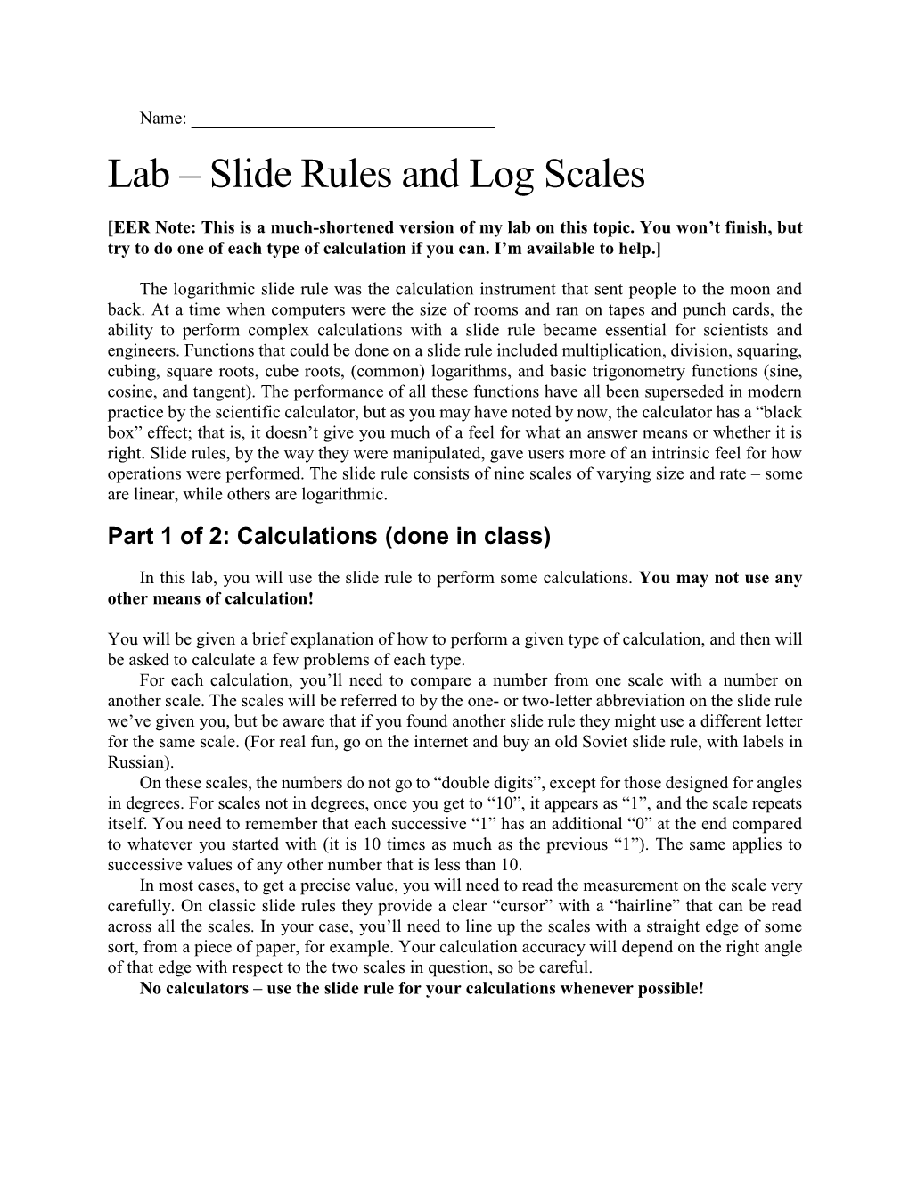 Slide Rules and Log Scales