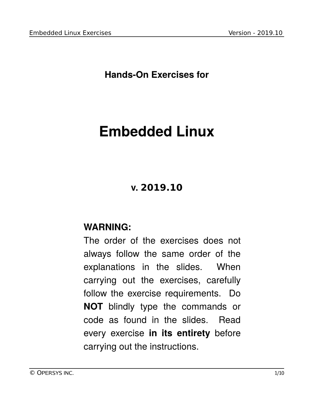 Embedded Linux Exercises Version - 2019.10