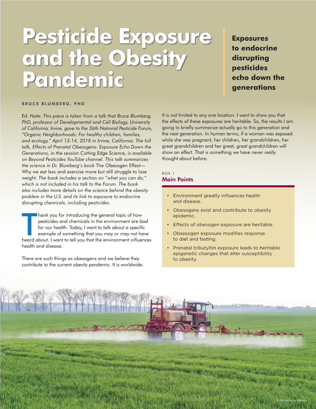 Pesticide Exposure and the Obesity Pandemic