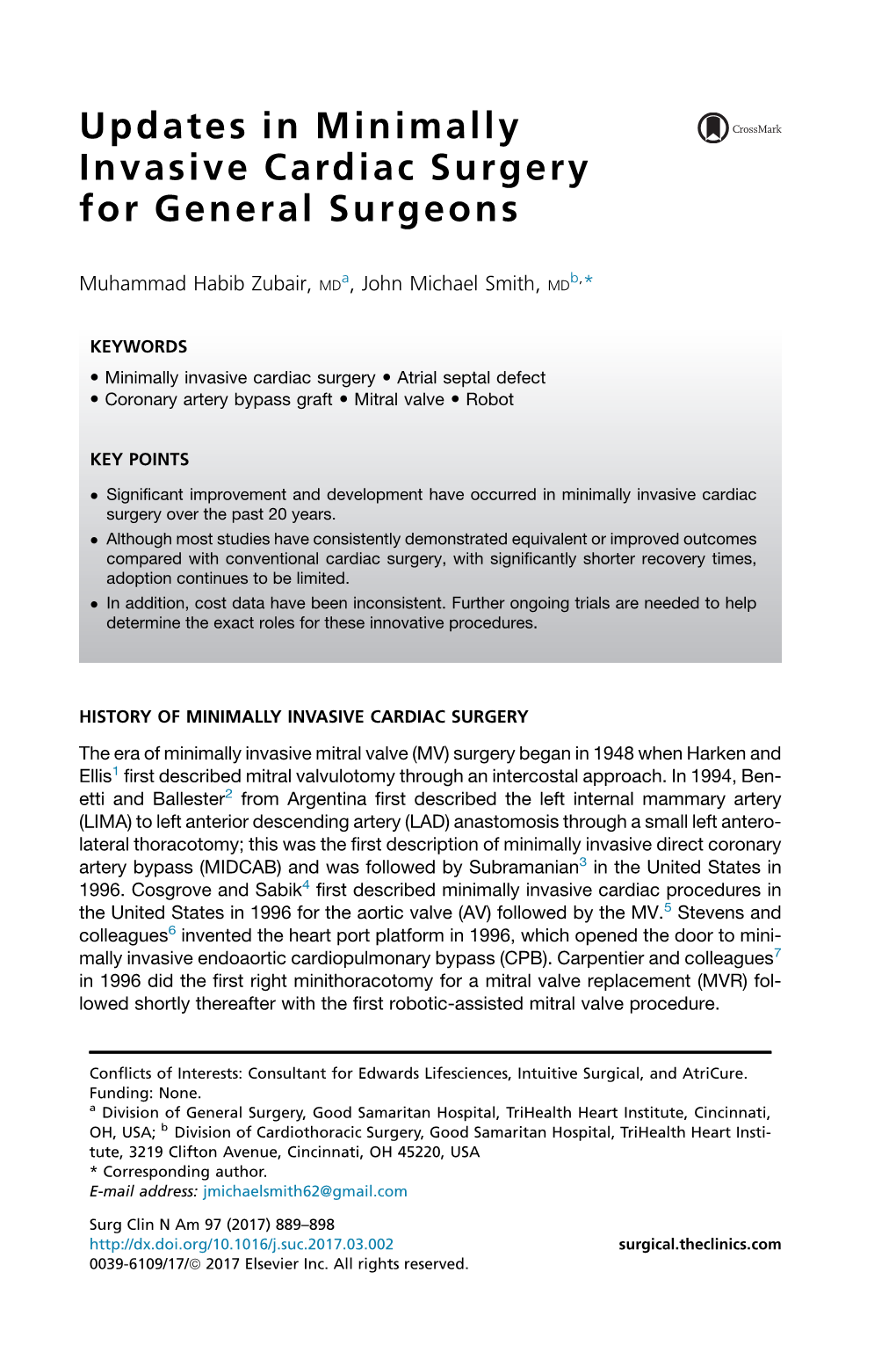 Updates in Minimally Invasive Cardiac Surgery for General Surgeons