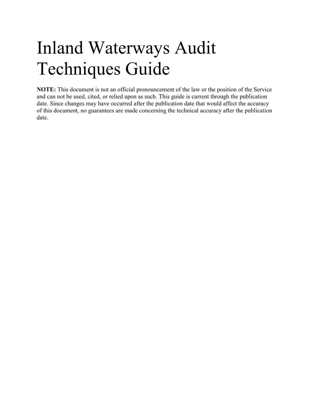 Inland Waterways Audit Techniques Guide