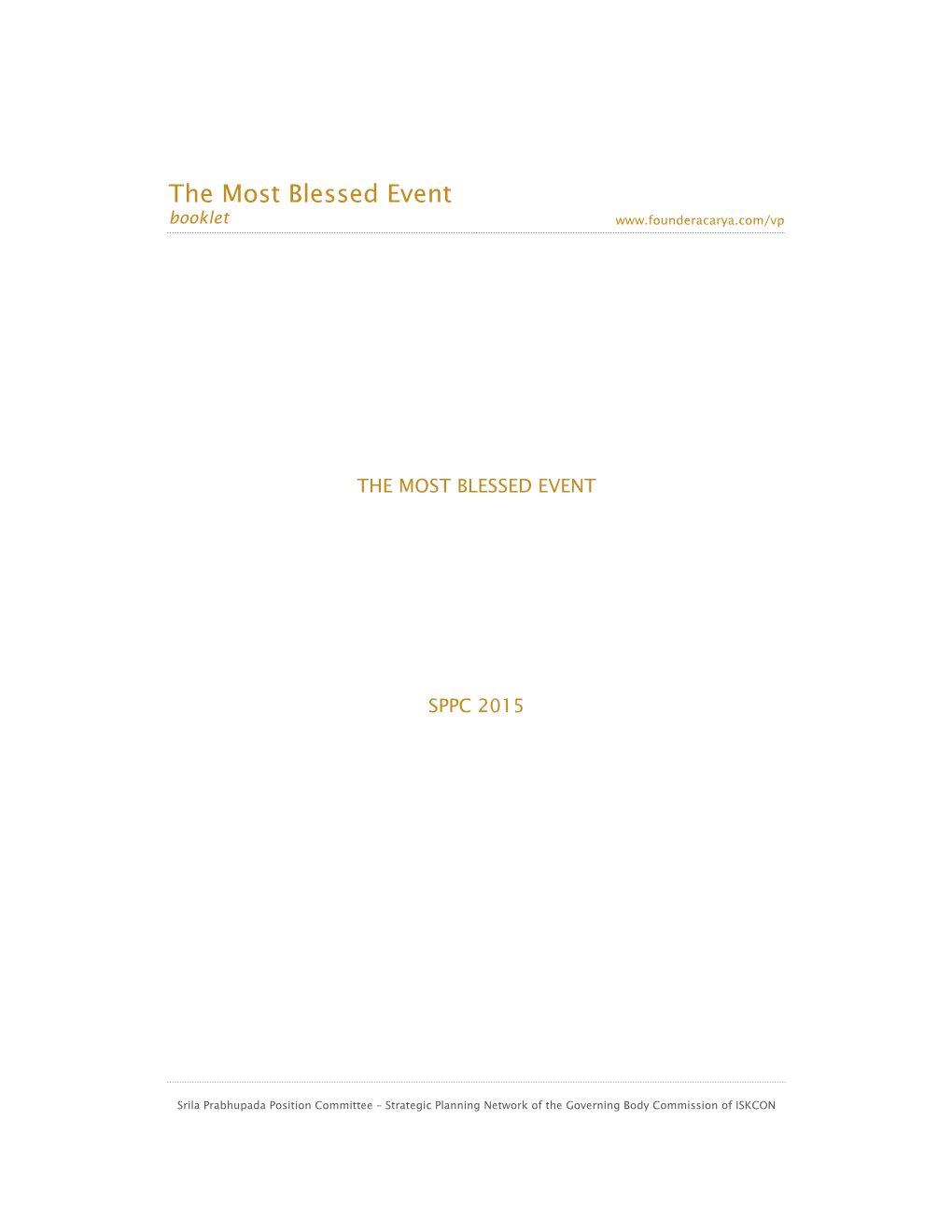 The Most Blessed Event Booklet