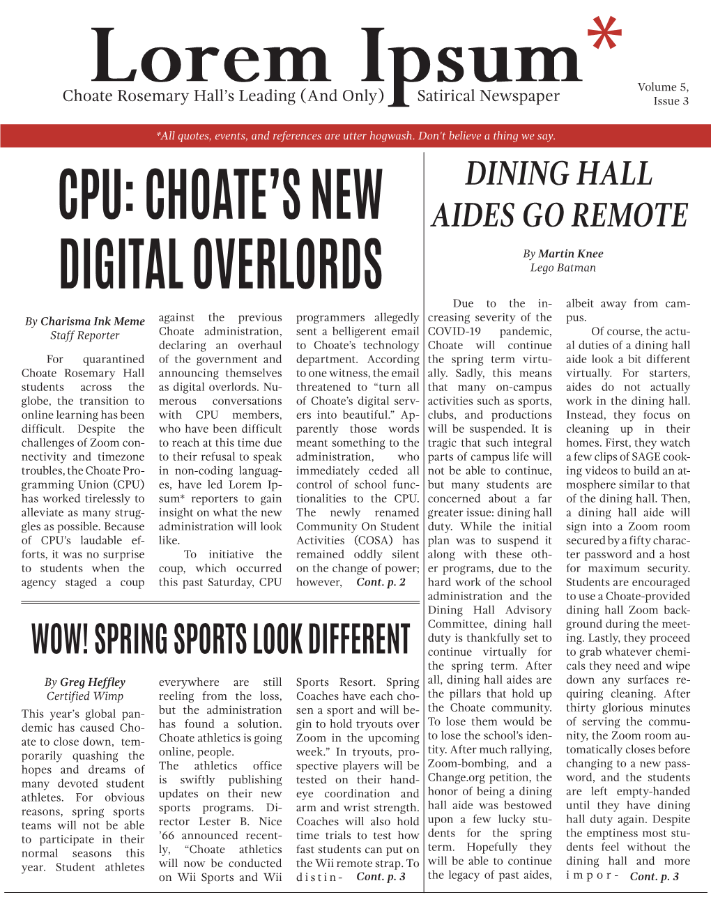 Cpu: Choate's New Digital Overlords