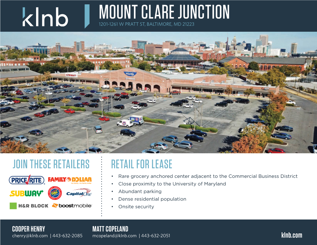 Mount Clare Junction 1201-1261 W Pratt St, Baltimore, Md 21223