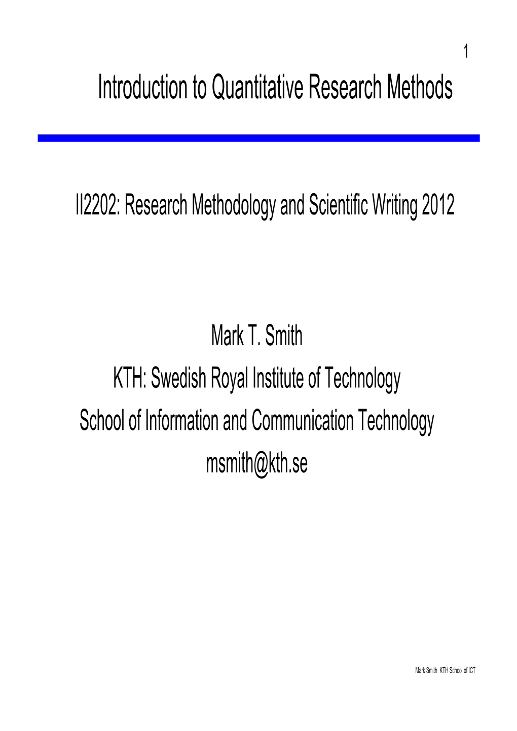 Introduction to Quantitative Research Methods