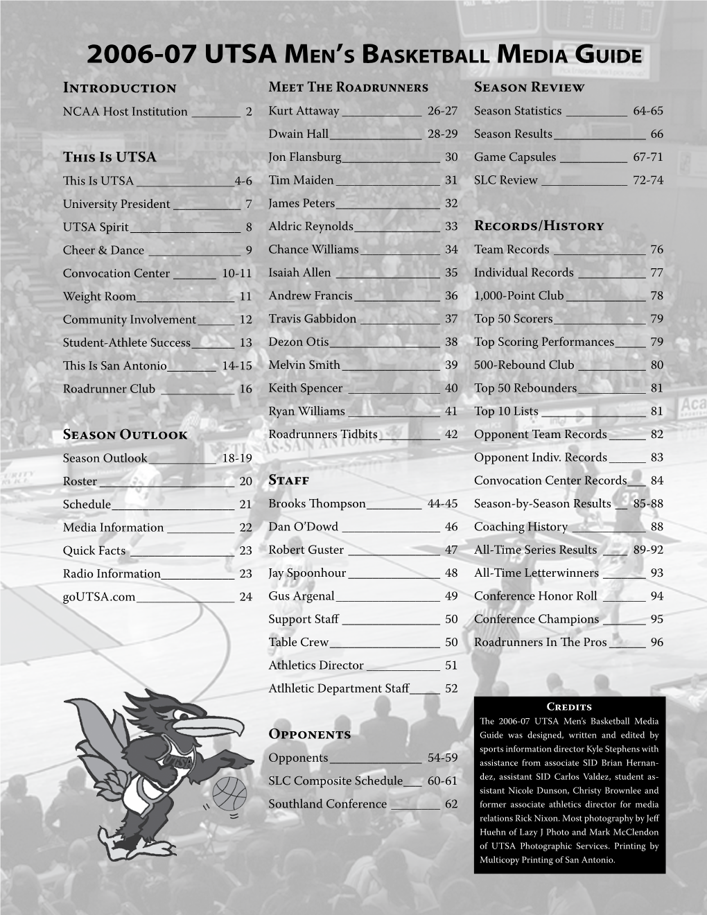 2006-07 UTSA Men's Basketball Media Guide