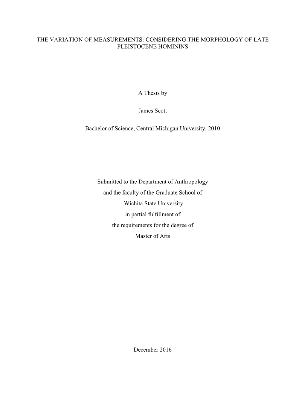 The Variation of Measurements: Considering the Morphology of Late Pleistocene Hominins