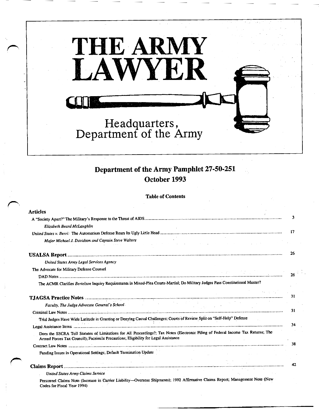 The Army Lawyer (ISSN 0364-1287)