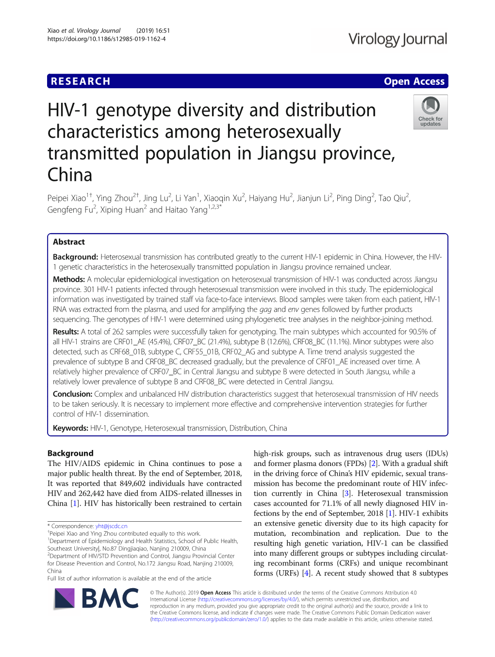 HIV-1 Genotype Diversity and Distribution Characteristics Among