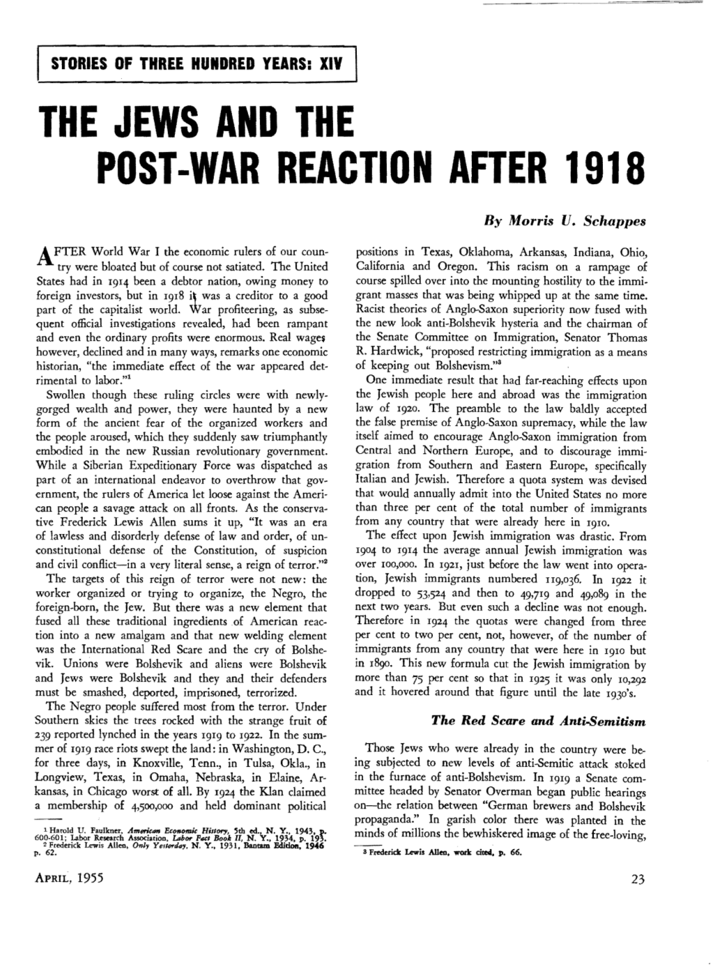 The Jews and the Post-War Reaction After 1918