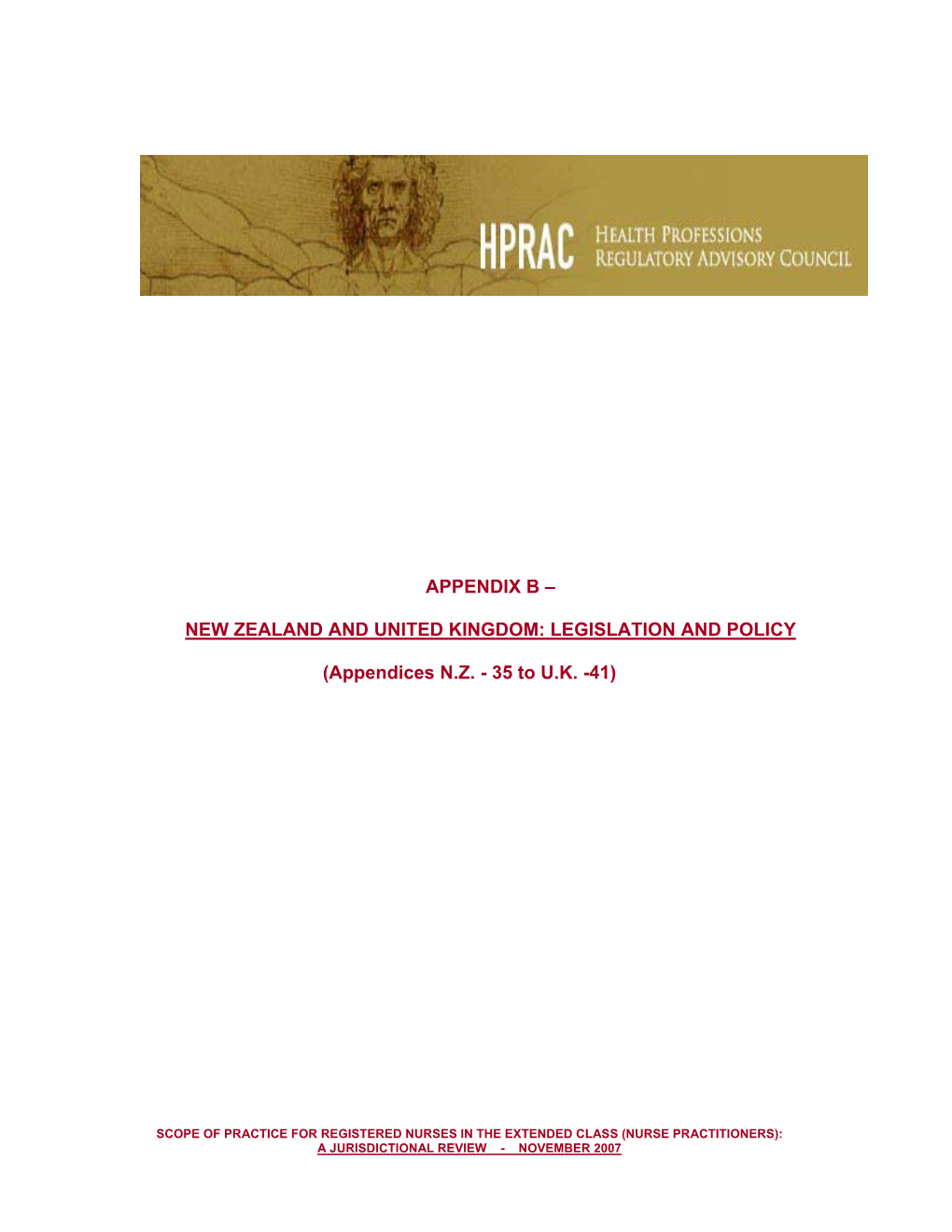 Appendix B – New Zealand and United Kingdom: Legislation