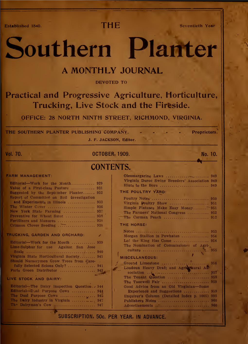 Southern Planter a MONTHLY JOURNAL DEVOTED TO