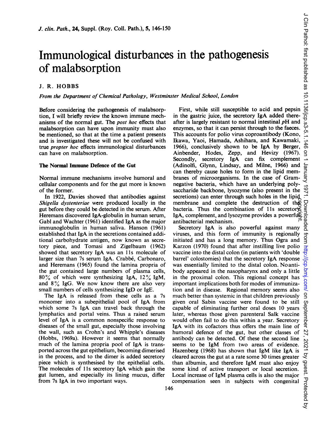 Immunological Disturbances in the Pathogenesis of Malabsorption